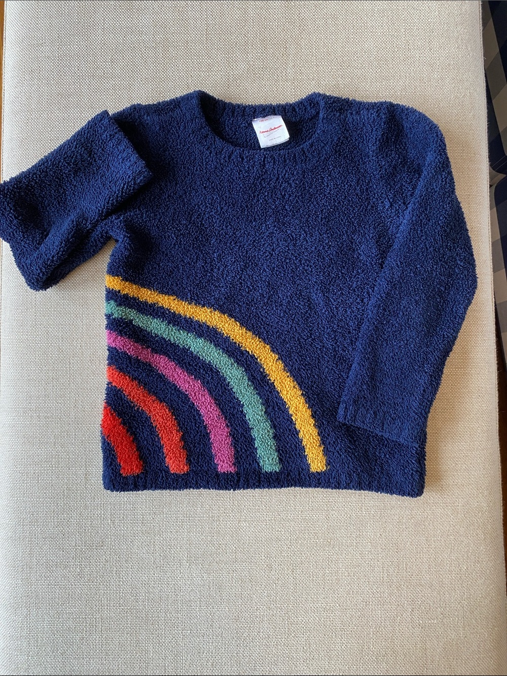 Hanna Andersson Kids Navy Rainbow Marshmallow Sweater Size: 4